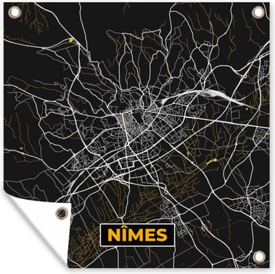 Tuin poster Frankrijk – Nîmes – Stadskaart – Plattegrond – Kaart - 200x200 cm - Tuindoek