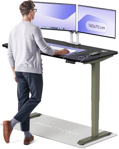 Desktronic HomePro Zit-sta Bureau Elektrisch In Hoogte Verstelbaar, 140x70 cm Groente/Zwart, Stille Dubbele Motor, Hoogte 62-126cm