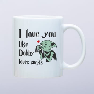 Ik Hou Van Jou Zoals Dobby Van Sokken Houdt – Grappige Fantasy Liefde Quote Koffiemok 330 ml