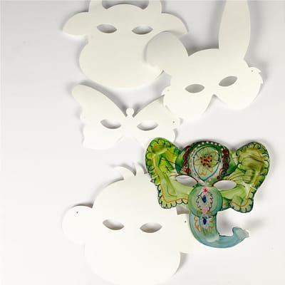 Dierenmaskers, H: 13-24 cm, B: 20-28 cm, 230 gr, wit, 100 stuk/ 1 doos