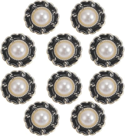 Set van 10 Knopen voor Hemden, Broeken, Blazers en Jassen - 18mm Zwarte Plastic Resinknopen met Bloemvorm voor Kleding en Handwerken