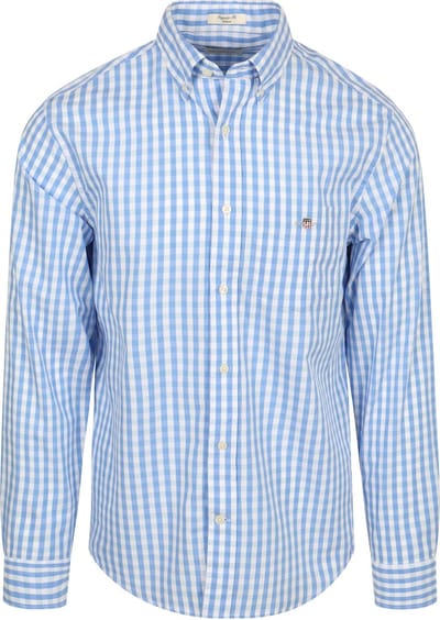 Gant Overhemd Gingham Poplin Classic Blauw - Maat M - Heren - Overhemden Casual