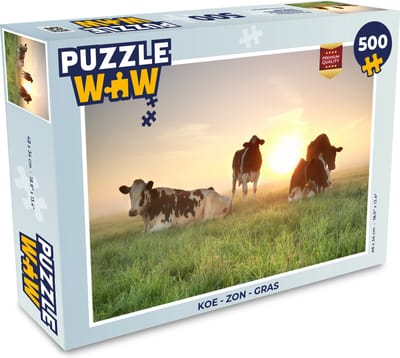 Puzzel Koe - Zon - Gras - Legpuzzel - Puzzel 500 stukjes