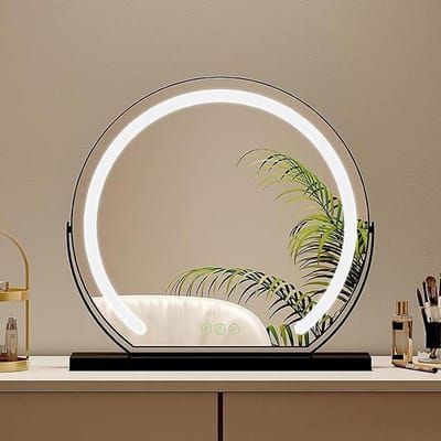 Make-up spiegel - Verlichte tafelspiegel - Make-up aanbrengen - 360 graden rotatie - 58 cm - Wit