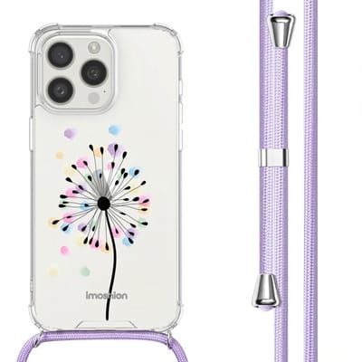 imoshion Hoesje - Geschikt voor Apple iPhone 15 Pro - Design Hoesje met Koord - Sandstone Dandelion
