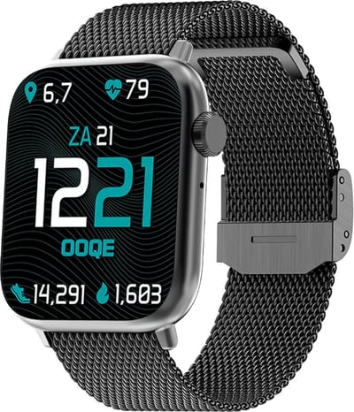 OOQE WATCH PRO 7 - Smartwatch Heren | Elegant Design | Bellen en Gebeld Worden | Berichten Inzien |Gezondheidsanalyse | Sportanalyse | Stress en Slaap Management | Nederlandstalig | Barst- en Krasbestendig | Zilver
