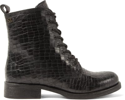 Lazamani - Nella Dames Veterboots Leer Black - Maat 37