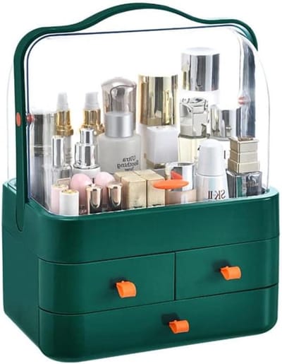 Make-up Organizer - Cosmetica Opberger - Sieraden Opslag - Stofdicht Deksel - 34.7 cm Hoog - Groen