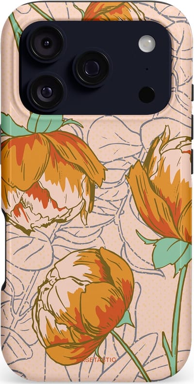Casetastic hoesje geschikt voor Apple iPhone 17 Pro - MagSafe - Dubbellaagse bescherming - Lente pioenroos - Fashion Case - Zand Zilver Okergeel Terracotta