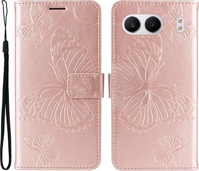 Coverup Hoesje - Geschikt voor OnePlus Nord 4 Hoesje - Coverup Vlinders Book Case - Rose Gold