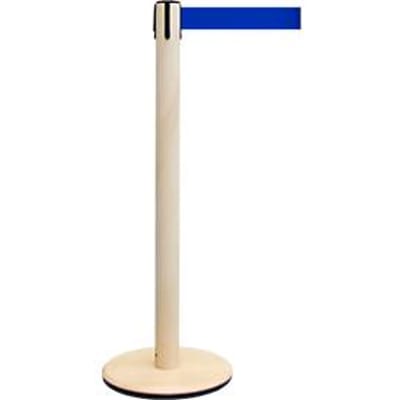 RS GUIDESYSTEMS Afzetpaal GLA Eco-28, houten basis, bandverlenging 2300 mm, bandbreedte 50 mm, essen, bandkleur blauw