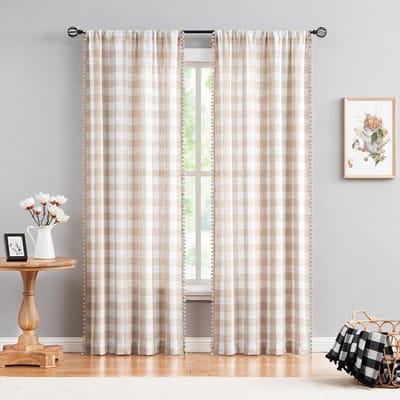 2 stuks gordijnen met bolletjes, geschikt voor slaapkamers, woonkamers, eetkamers, balkons 101x137cm&Fixed Pleat