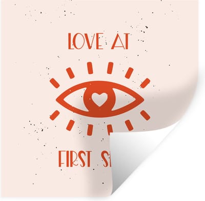 Muurstickers - Sticker Folie - Quotes - Love at first sight - Liefde - Spreuken - 100x100 cm - Plakfolie - Muurstickers Kinderkamer - Zelfklevend Behang XXL - Zelfklevend behangpapier - Stickerfolie