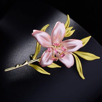 Dames Licht Luxe Ontwerp Elegante Oliedruppel Lelie Bloemen Broche Modieus En Veelzijdig Niche Ontwerp Broche gray