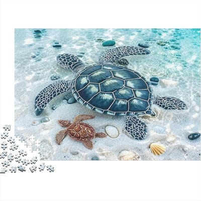 Zeeschildpad Puzzel - 1000 Stukjes Puzzel - Ontspannende Familie - Hoge Resolutie Afbeelding - 52 x 38 cm - Stijl-3