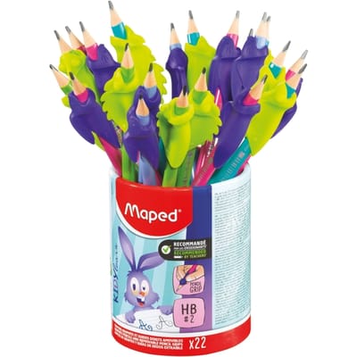 Potlood Maped Kidy Learn met gum en vingerhulp assorti pot à 22 stuks