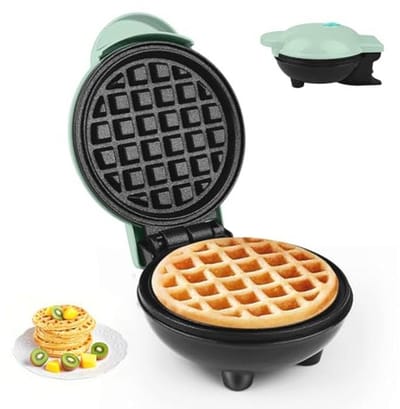 Mini wafelijzer 10 cm - dubbelzijdige verwarming - aluminium - perfect voor knapperige wafels - ShopVlot