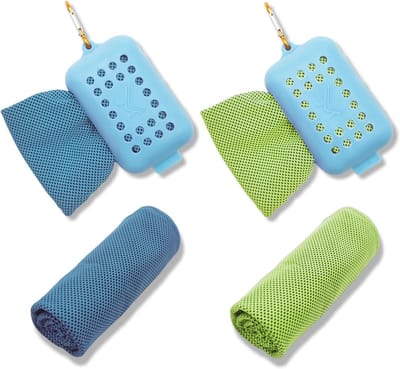 Koelhanddoeken Set - Sport Handdoeken - Directe Koeling - Sneldrogend Ademend - 100 x 30 cm - Lichtgroen Lichtblauw
