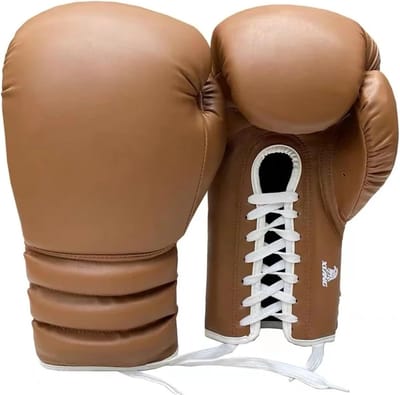Bokshandschoenen Training - Vechtsport Handschoenen - Sparren en Fitness - Explosiebestendig PU Leer - 12oz - Bruin