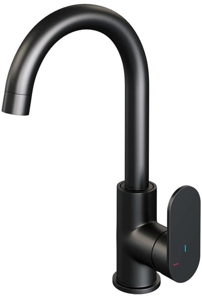 Brauer Black Edition Hoge Opbouw Wastafelmengkraan met Draaibare Ronde Uitloop Model C Mat Zwart