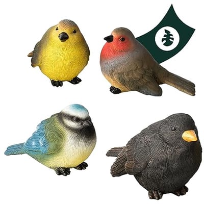 Decoratieve Vogels voor Tuin en Balkon - Polyresin Figuurtjes Set van 4