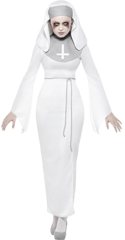 Smiffys - Haunted Asylum Nun Kostuum - M - Wit