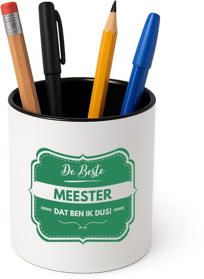 Hacebo® - De beste meester Pennenbakje - Meester - beste meester - pennenhouder - school - verjaardagscadeau - afscheidscadeau - Pennenbakje zwart
