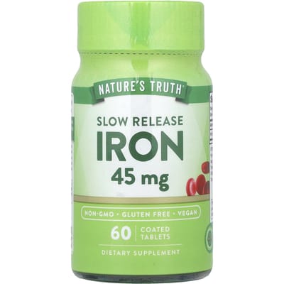 Nature's Truth, fer, libération prolongée, 45 mg, 60 comprimés enrobés