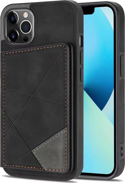 Hoesje geschikt voor iPhone 12 Mini - Backcover - Pasjeshouder - Portemonnee - Camerabescherming - Stijlvol patroon - TPU - Zwart