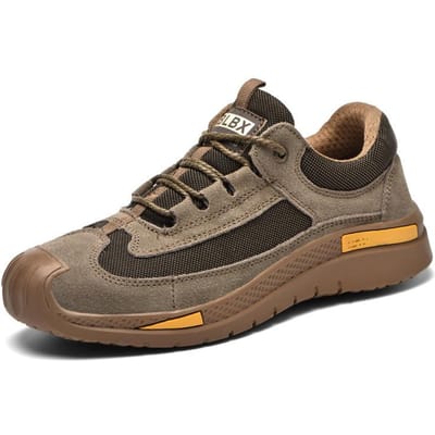 Chaussures d'assurance travail Cuir Respirant Anti-écrasement Anti-perforation Chaussures de travail mode Chaussures de chantier 46