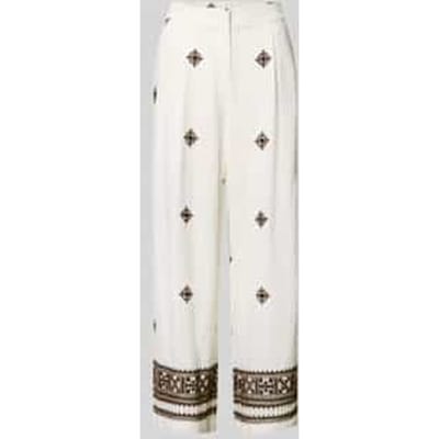 Broek van mix van viscose en linnen met stitchings