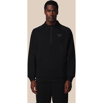 Heren Adapt Lange Mouwen Katoen Fleece Kwartrits Sweatshirt - Zwart