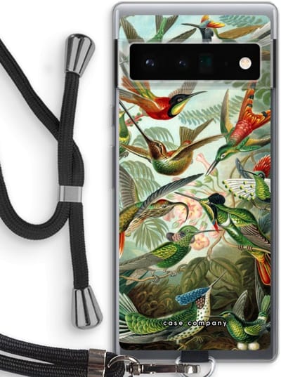 Case Company® - Hoesje met koord geschikt voor Google Pixel 6 Pro hoesje met Koord - Haeckel Trochilidae - Telefoonhoesje met Zwart Koord - Bescherming aan alle Kanten en Over de Schermrand