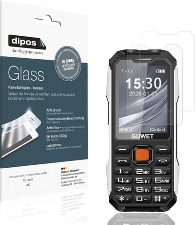 dipos – 2x Matte Pantserfolie geschikt voor Guwet A6 | 9H Screenprotector
