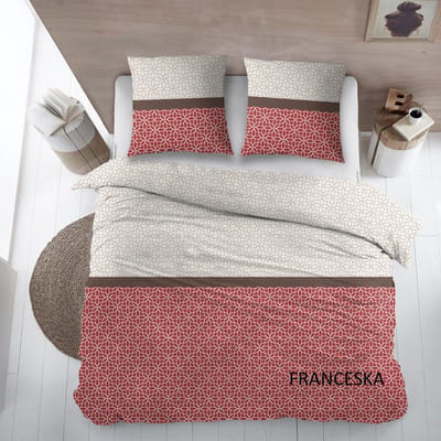 Sleepnight Dekbedovertrek Flanel Franceska - 140 x 200/220 cm + 1 kussensloop - [Rood]
