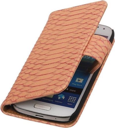 Bestcases  "Slang" Pink Bookcase Cover Hoesje Galaxy S4 mini i9190
