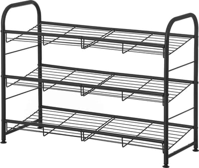 Schoenenrek stapelbaar 3-laags 12 paar - Staal - 685 x 275 x 495 cm - Hoge hakken sneakers pantoffels - Hal zwart
