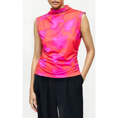 French Connection Christy Ruched Sleeveless Top Raspberry Sorbet Mlt Size: XS | Tanks &amp; Camis Outlet | Dames | Roze