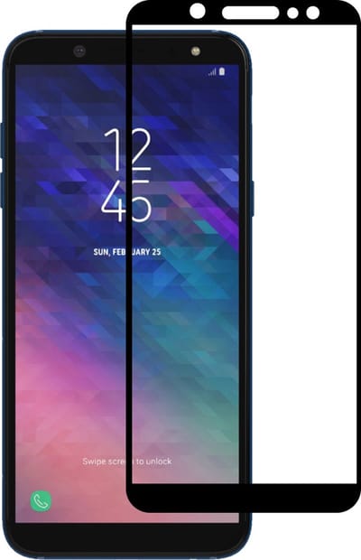 Smartphonica Screenprotector Geschikt voor Samsung Galaxy A6 2018 - Full Cover Tempered Glass with Round Edge - Gehard glas met Afgeronde Hoeken geschikt voor Samsung Galaxy A6 (2018)