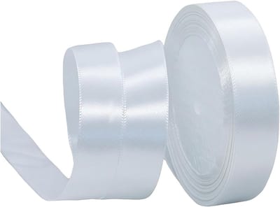 lint 20 mm voor geschenkverpakking, 22 m, wit satijnen lint 20 mm dik voor het maken van taart, haarstrik, polyester lint, kerstdecoratie, bruiloftsdecoratie