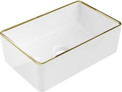 Mexen Nadia opzetwastafel 36 x 23 cm, wit/gouden rand - 21613605