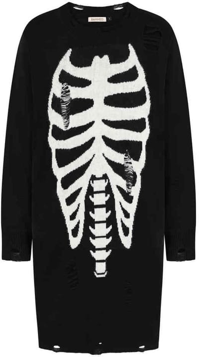 Banned - Melinoe Knit Korte jurk - S - Zwart/Wit