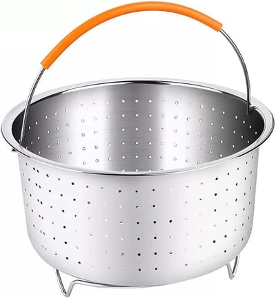 Stoominzet voor Instant Pot, RVS Stoommandje voor Groenten, Fruit en Eieren met Siliconen Handvat, Geschikt voor 8QT Drukpan