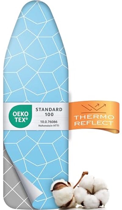 Warmtereflecterend strijkplankovertrek 130x45 - Sneller strijken met eenvoudig te monteren elastiek - 2x comfortvulling - OEKOTEX100 | Maat L