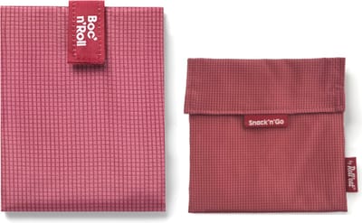 Boc’n’Roll - Snack'n'Go Voordeelset Active Granate - Herbruikbaar Boterhamzakje en Snackverpakking - Sluiting met klittenband - BPA-vrij - Waterdichte binnenlaag - Wasbaar tot 60°C