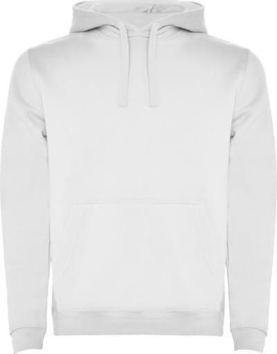 Witte unisex kinder hoodie met capuchon en koord Urban merk Roly 10 jaar 134-140