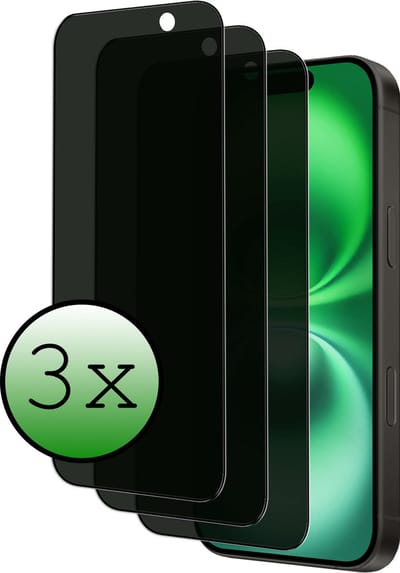 Screenprotector - 3 Stuks Geschikt voor Apple iPhone 16 - Privacy Filter - Beschermglas - Gehard Glas - Tempered Glass - Screen Protector