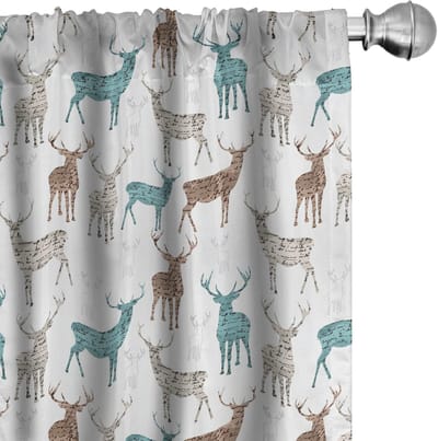 ABAKUHAUS Herten gordijnen – 2x75x225 cm – Microvezel – Turkoois-Beige-Bruin