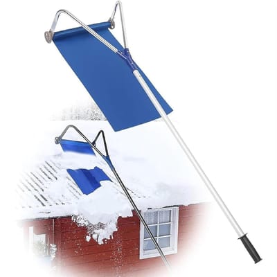 Verstelbare sneeuwschuiver - Dak hark - Dak reinigen - Uitschuifbaar tot 6.6 meter - 6.6 meter - Zilver