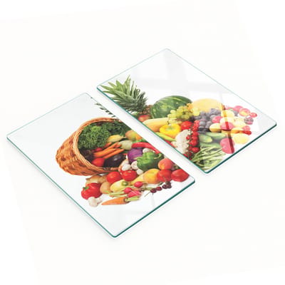 Decoratieve glazen snij- en serveerplanken voor fruit en groenten 2x30x52 cm